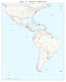 Χάρτης ΗΠΑ & Νότιας Αμερικής