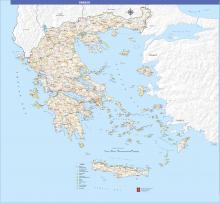 Χάρτης βασικών πόλεων Ελλάδας (Λατινικά)